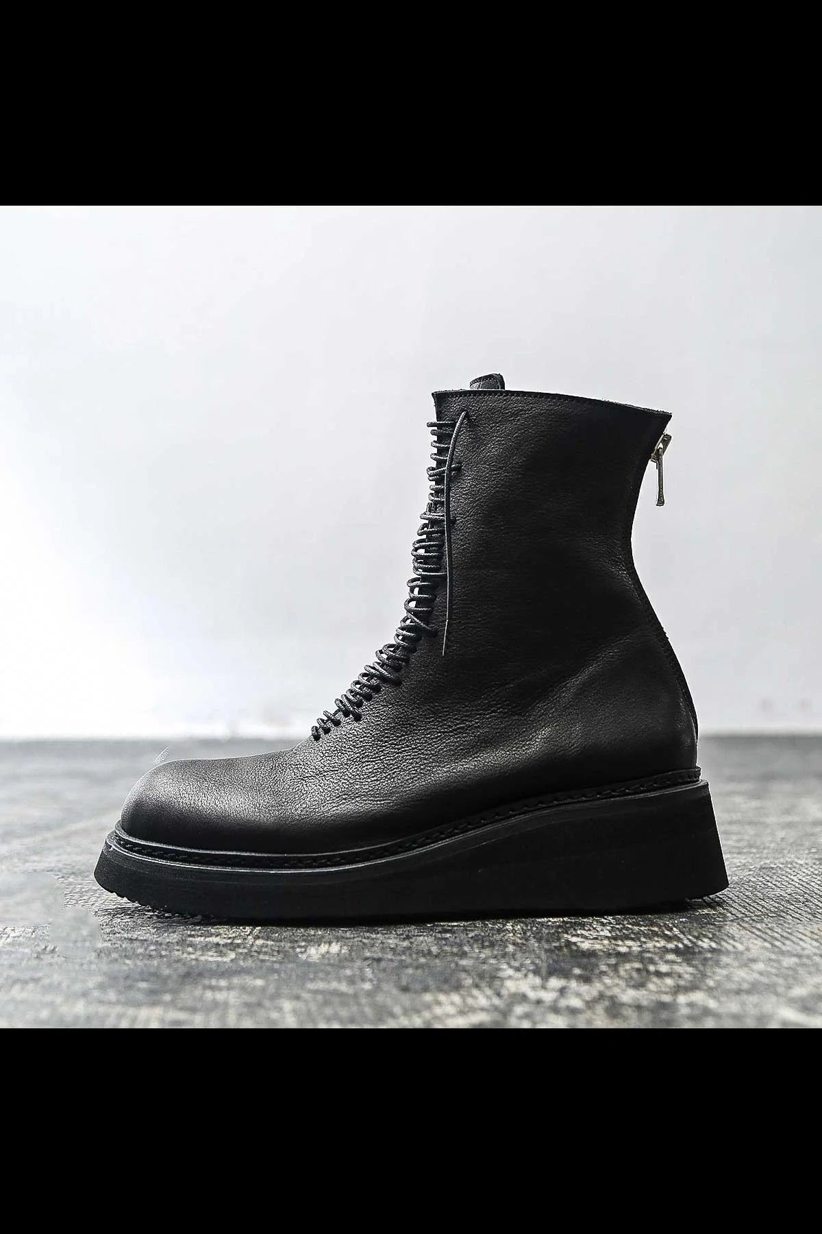 Portaille】 LACE UP LEATHER BOOTS PQ03F_BLACK – QUADRATO Boutique