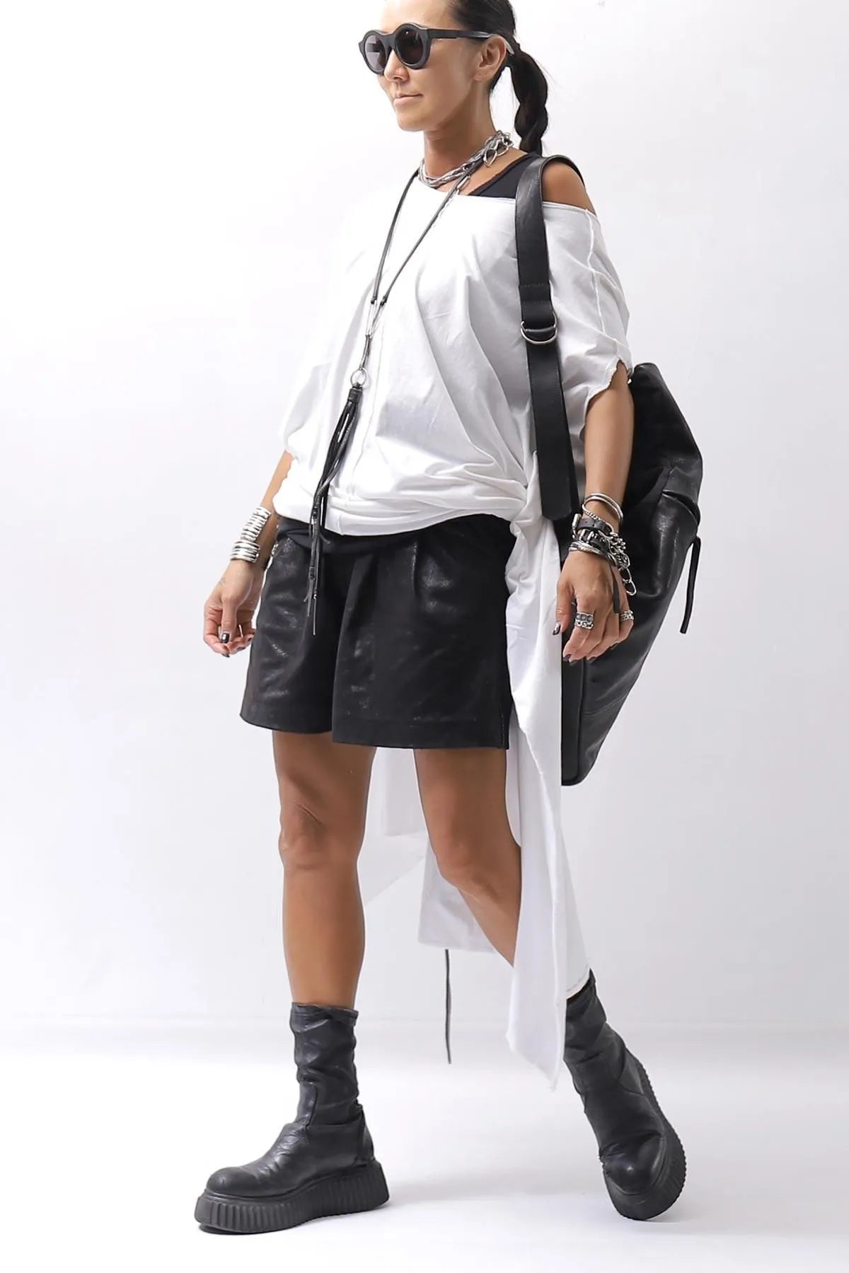【Primordial is Primitive】 STRETCH ECO LEATHER SHORT PANTS 535HA