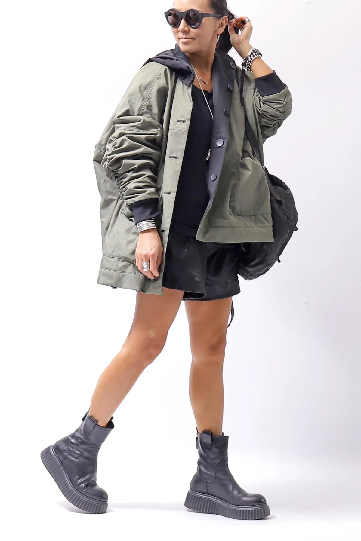 【Primordial is Primitive】 STRETCH ECO LEATHER SHORT PANTS 535HA