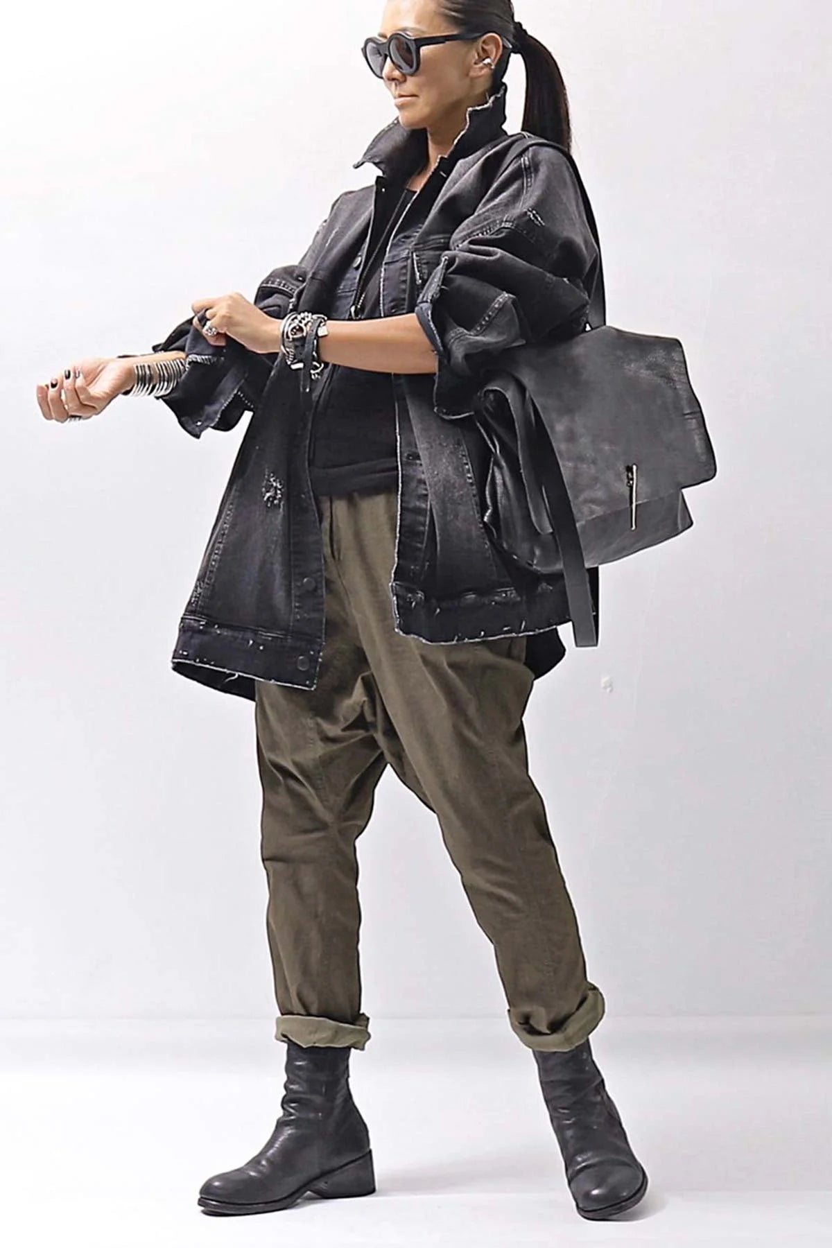 【RUNDHOLZ】 UNISEX ICONIC COTTON SARROUEL PANTS 260 0111_KHAKI CLOUD