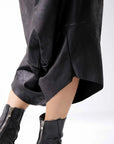 【Primordial is Primitive】 UNISEX ASYMMETRY STRETCH ECO LEATHER PANTS 722HA_BLACK