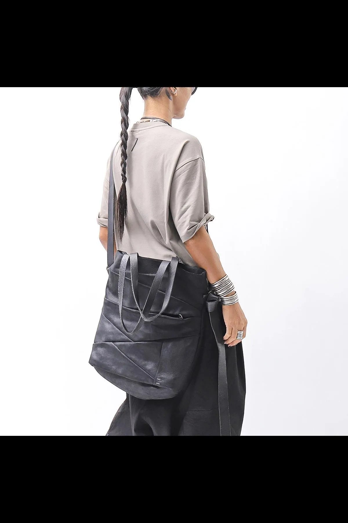 DANIELE BASTA】 UNISEX 2WAY PATCHWORK SHOULDER BAG_BLACK
