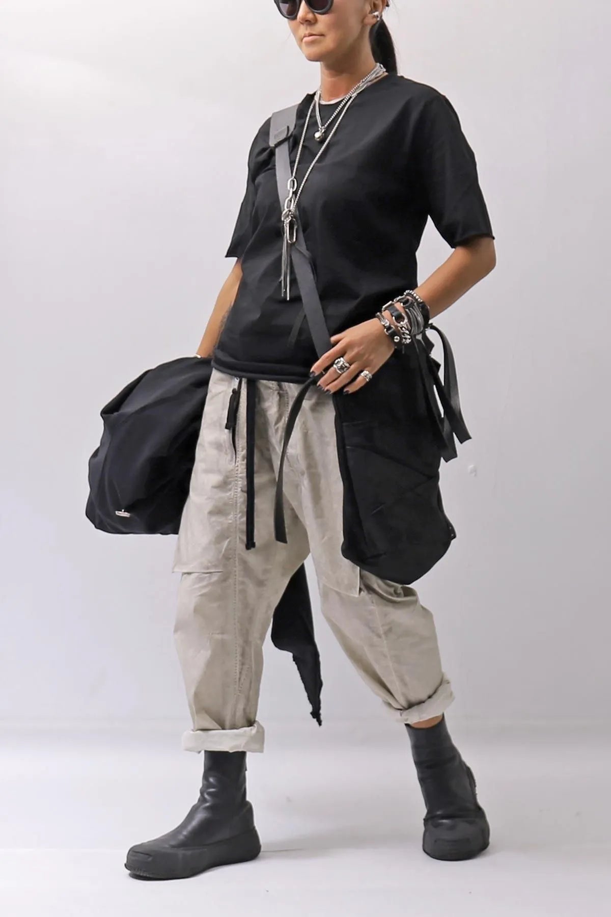 DANIELE BASTA】 UNISEX 2WAY PATCHWORK SHOULDER BAG_BLACK