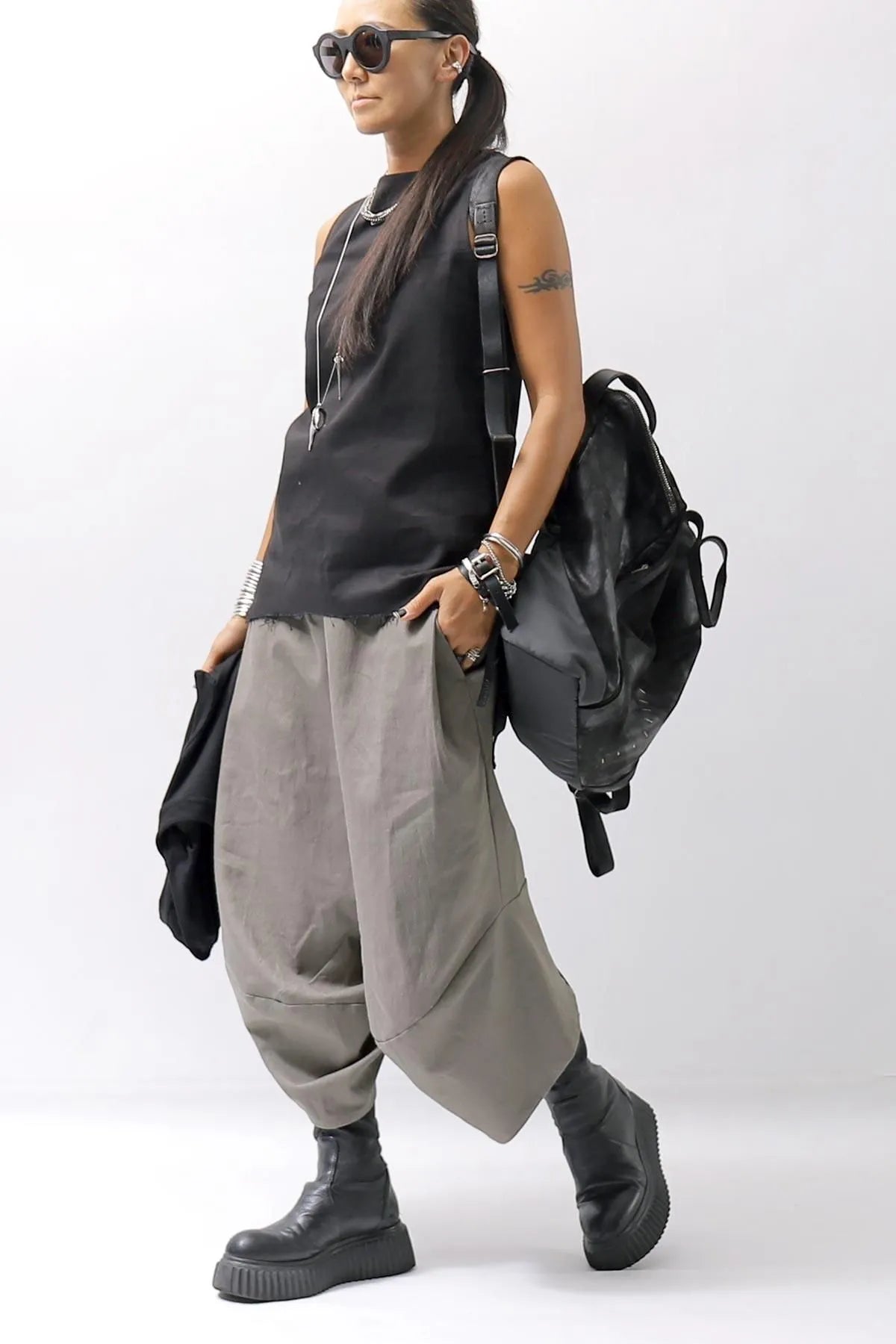 アプントビー　TROUSERS VICHY LINEN AND COTTON rennes — Apuntob | Long Straight Trousers in Natural Vichy Linen