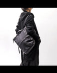 【MIRANDA KALOUDIS】 UNISEX 2WAY WAXED COWHIDE REGULAR BAG_BLACK