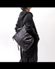 【MIRANDA KALOUDIS】 UNISEX 2WAY WAXED COWHIDE REGULAR BAG_BLACK