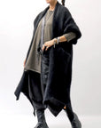 【Alès Dacchia】 UNISEX RACCOON KNIT STOLE CARDIGAN RA1020_BLACK