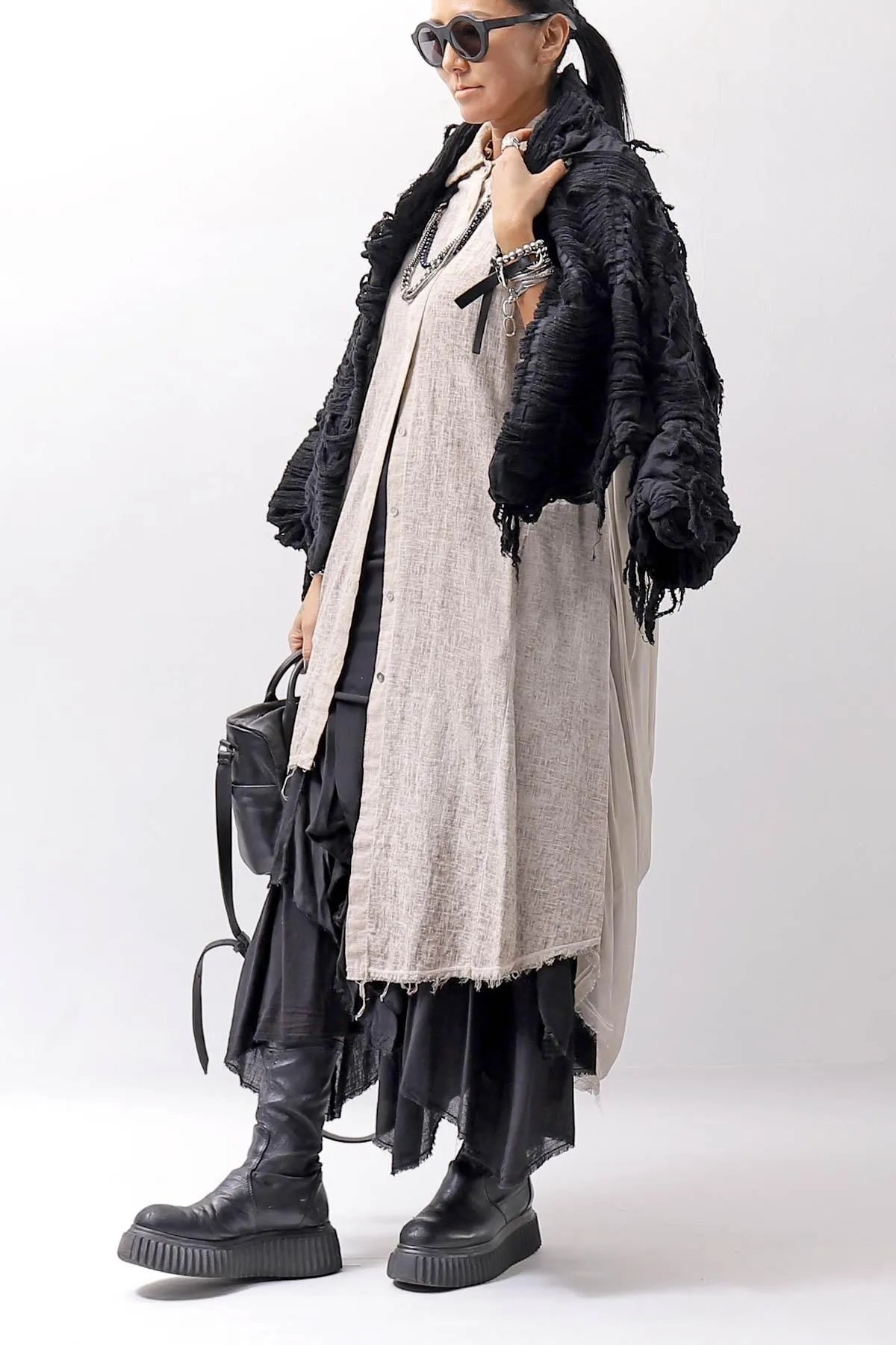 【sanctamuerte】 BACK DRAPE LONG SHIRT 284/MM_DUSTY BEIGE