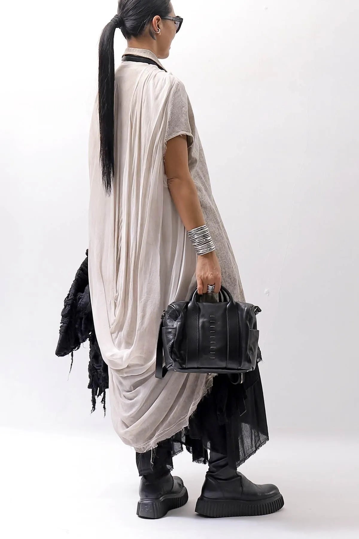 【sanctamuerte】 BACK DRAPE LONG SHIRT 284/MM_DUSTY BEIGE