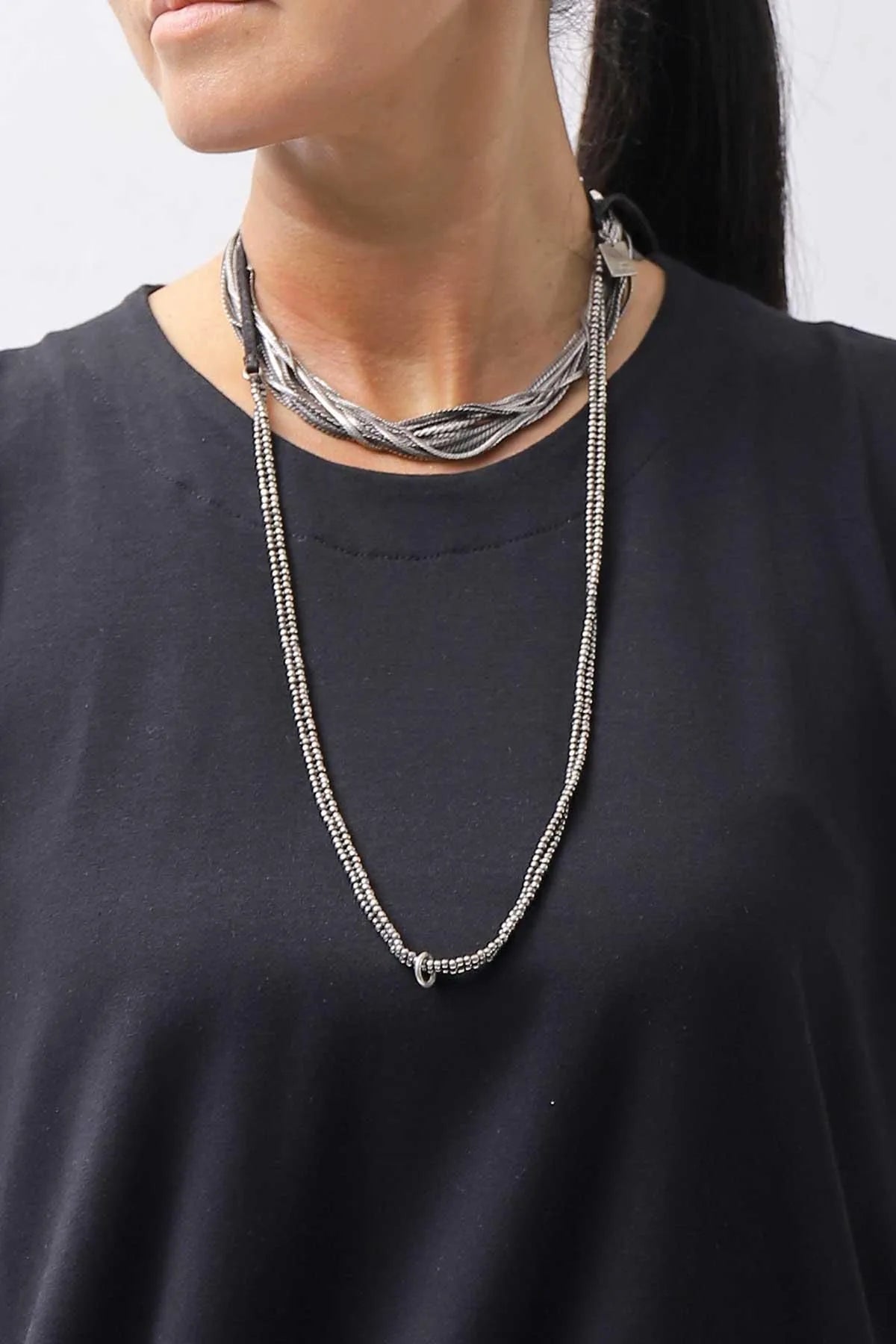 【GOTI】 MICRO TWIN SILVER BALL NECKLACE_CN151
