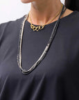 【GOTI】 BLACK AGATE & MICRO SILVER SEQUIN NECKLACE_CN1181