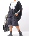 【Alès Dacchia】 BACK ZIP FRONT DRAPE LEATHER SNEAKER_BLACK