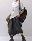 【Alès Dacchia】 BACK ZIP FRONT DRAPE LEATHER SNEAKER_BLACK