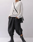 【RUNDHOLZ】 UNISEX FRONT FLAP COTTON RIB PANTS 253 0135_BLACK