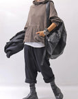 【studio b3】 UNISEX DENIM&SWEAT BOX SARROUEL PANTS RBB1974_BLACK
