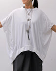 【bajra】 UNISEX BACK DRAPE HALF SLEEVE TOPS 160QK05_WHITE