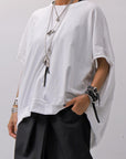 【bajra】 UNISEX BACK DRAPE HALF SLEEVE TOPS 160QK05_WHITE