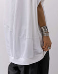 【bajra】 UNISEX BACK DRAPE HALF SLEEVE TOPS 160QK05_WHITE