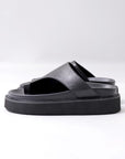【Alès Dacchia】 UNISEX LEATHER TONG CITY SANDAL_BLACK