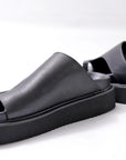 【Alès Dacchia】 UNISEX LEATHER TONG CITY SANDAL_BLACK