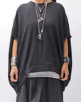 【bajra】 UNISEX BACK DRAPE HALF SLEEVE TOPS 160QK05_BLACK