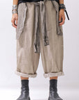 【studio b3】 UNISEX LIGHT COTTON PANTS WITH WAIST SHIRT NB2099_SAND OLD DYE