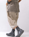 【studio b3】 UNISEX LIGHT COTTON PANTS WITH WAIST SHIRT NB2099_SAND OLD DYE