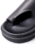 【Alès Dacchia】 UNISEX LEATHER TONG CITY SANDAL_BLACK