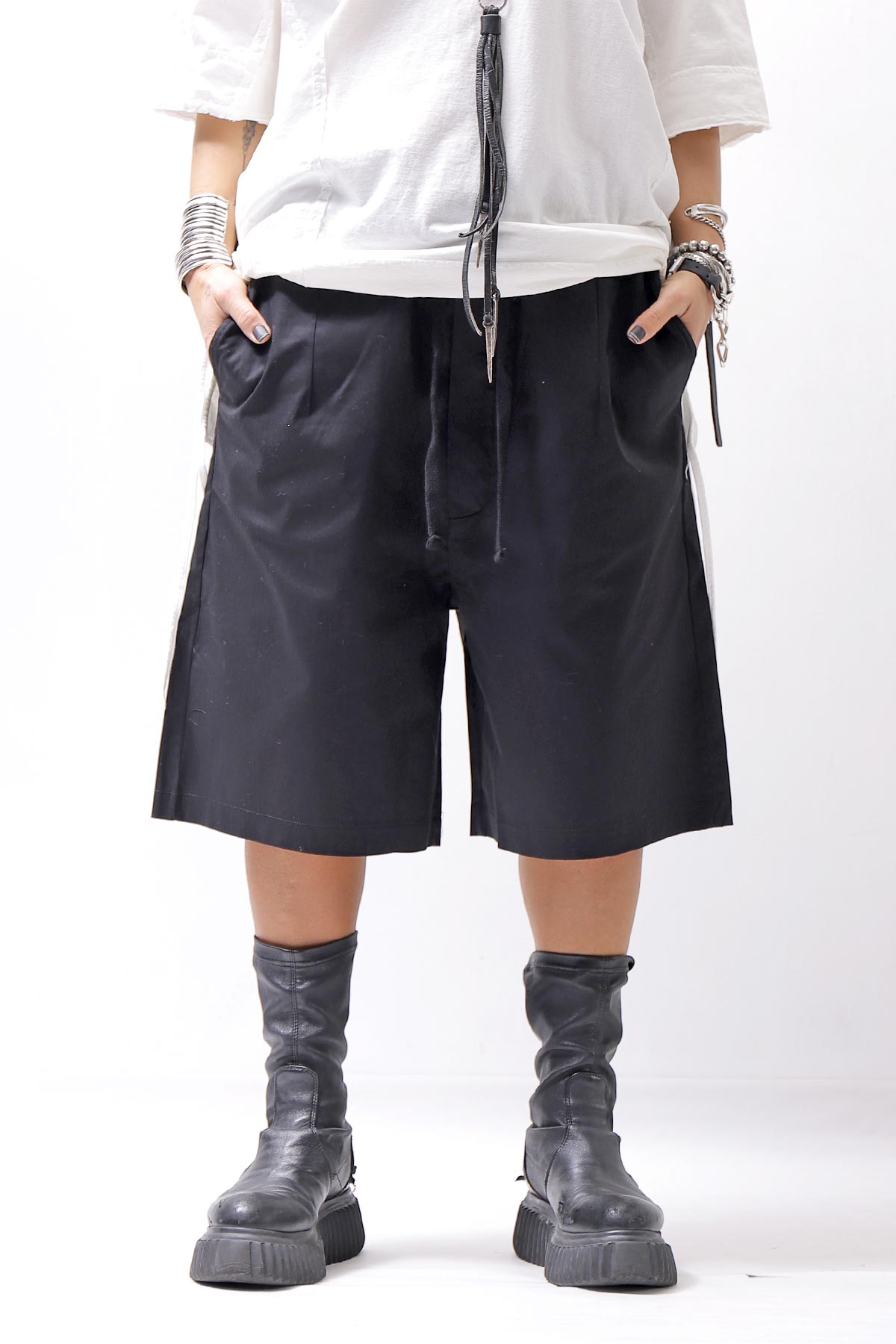 【thom/krom】 UNISEX COTTON HALF PANTS MST471_BLACK