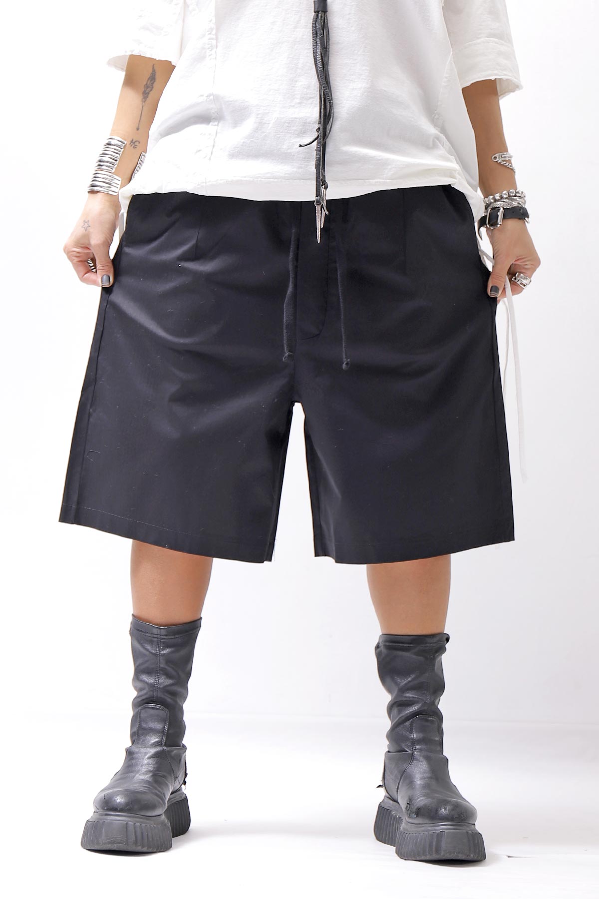 【thom/krom】 UNISEX COTTON HALF PANTS MST471_BLACK