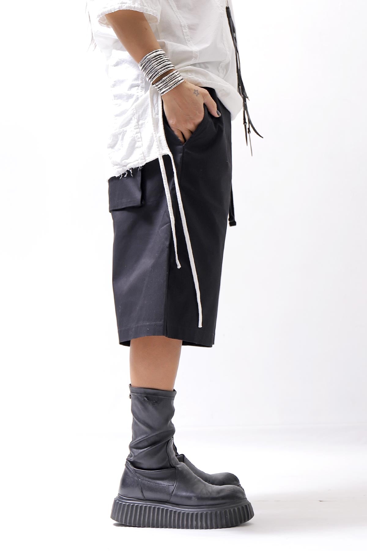 【thom/krom】 UNISEX COTTON HALF PANTS MST471_BLACK