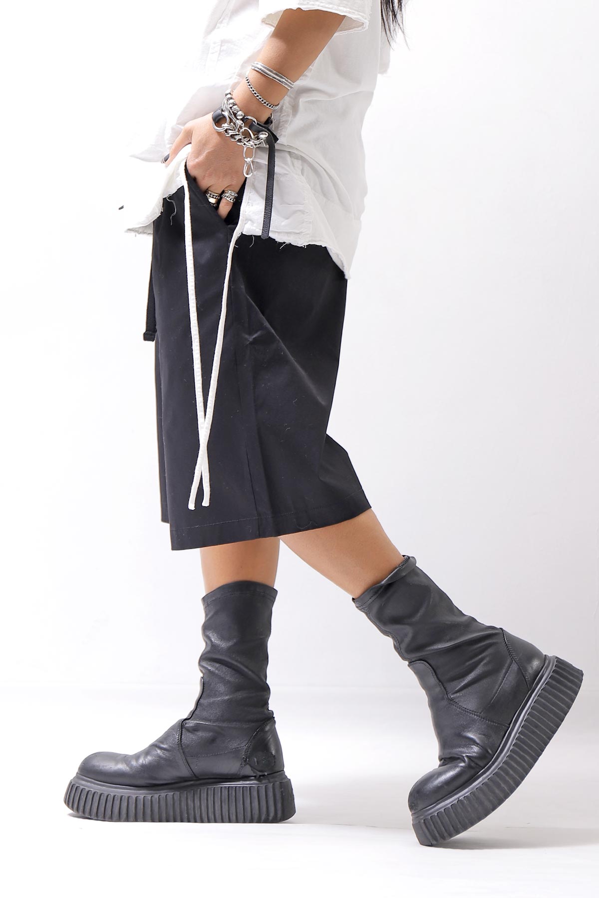 【thom/krom】 UNISEX COTTON HALF PANTS MST471_BLACK