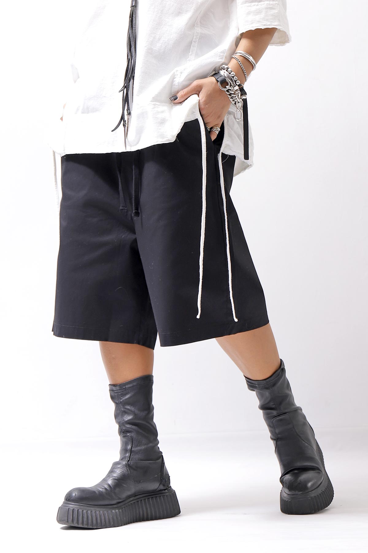 【thom/krom】 UNISEX COTTON HALF PANTS MST471_BLACK