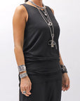 【bajra】 STRETCH INNER LONG TANK TOP BLACK&WHITE SET 160QK02