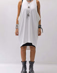 【NOSTRASANTISSIMA】 OPEN BACK LIGHT SWEAT COVER LONG TANK TOP M142_WHITE