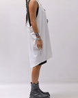 【NOSTRASANTISSIMA】 OPEN BACK LIGHT SWEAT COVER LONG TANK TOP M142_WHITE