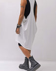 【NOSTRASANTISSIMA】 OPEN BACK LIGHT SWEAT COVER LONG TANK TOP M142_WHITE