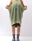 【NOSTRASANTISSIMA】 OPEN BACK LIGHT SWEAT COVER LONG TANK TOP M142_GREEN FADE