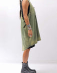 【NOSTRASANTISSIMA】 OPEN BACK LIGHT SWEAT COVER LONG TANK TOP M142_GREEN FADE