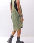 【NOSTRASANTISSIMA】 OPEN BACK LIGHT SWEAT COVER LONG TANK TOP M142_GREEN FADE