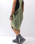 【NOSTRASANTISSIMA】 OPEN BACK LIGHT SWEAT COVER LONG TANK TOP M142_GREEN FADE