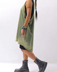 【NOSTRASANTISSIMA】 OPEN BACK LIGHT SWEAT COVER LONG TANK TOP M142_GREEN FADE