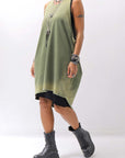 【NOSTRASANTISSIMA】 OPEN BACK LIGHT SWEAT COVER LONG TANK TOP M142_GREEN FADE