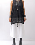 【NOSTRASANTISSIMA】 STRETCH COTTON LACY COVER TANK TOP C152_BLACK