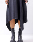 【AGL】 STRETCH LEATHER HEEL BOOTS MIDI HEEL STRETCH_BLACK