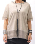【sanctamuerte】 STRETCH COTTON & VISCOSE SILK TEE SM87_SAND SHELL