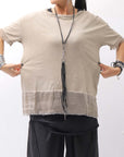 【sanctamuerte】 STRETCH COTTON & VISCOSE SILK TEE SM87_SAND SHELL