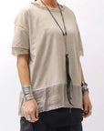 【sanctamuerte】 STRETCH COTTON & VISCOSE SILK TEE SM87_SAND SHELL