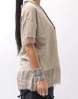 【sanctamuerte】 STRETCH COTTON & VISCOSE SILK TEE SM87_SAND SHELL