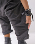 【studio b3】 UNSEX WRINKLE LINEN&COTTON BOX SARROUEL PANTS RBB1974_FADE BLACK